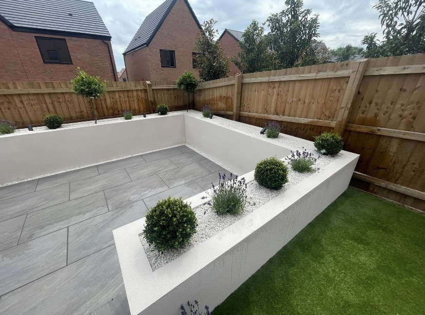Front garden transformation with new paving and planting